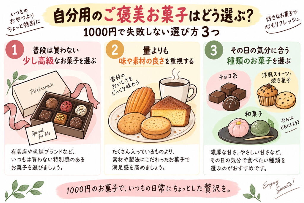自分用のご褒美お菓子はどう選ぶ？1000円で失敗しない選び方3つ