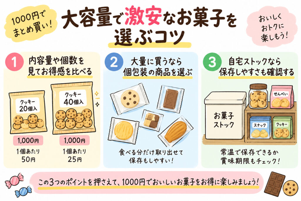 大容量で激安なお菓子を選ぶ3つのコツ｜1000円でお得にまとめ買い