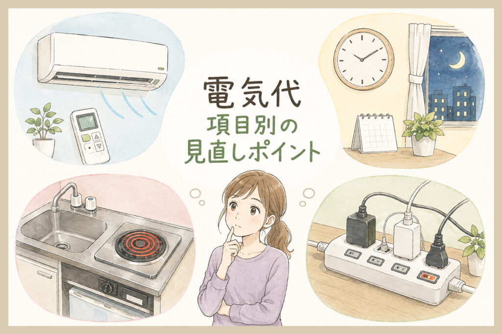 暖房・冷房・待機電力など項目別の電気代見直しポイント