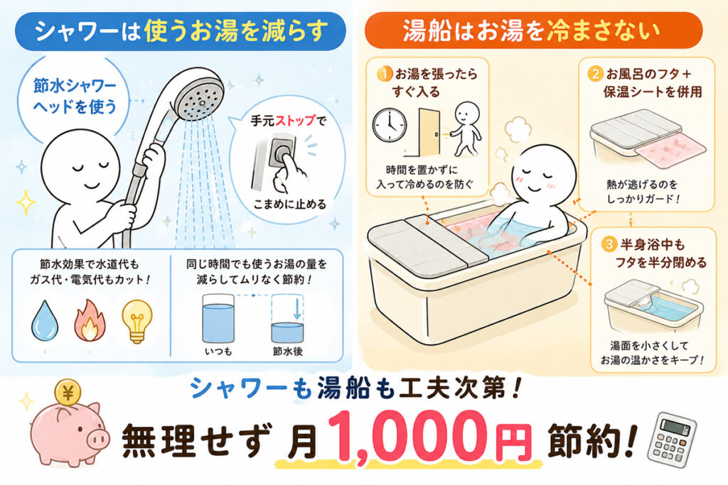 一人暮らしのお風呂やシャワー代を月1,000円浮かせる方法