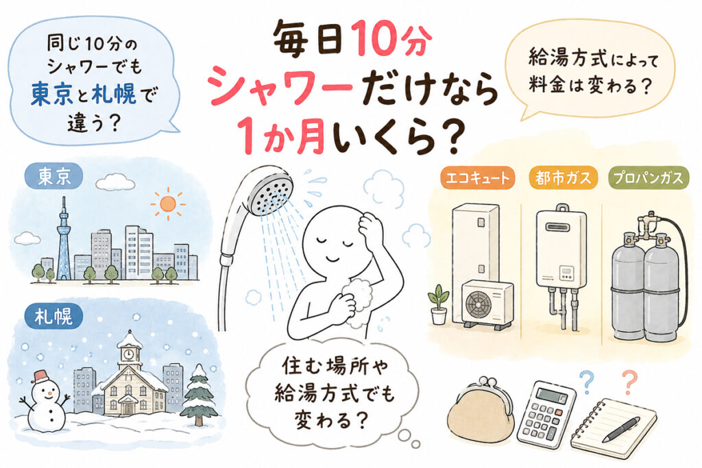 一人暮らしで毎日シャワーだけなら1か月いくら？