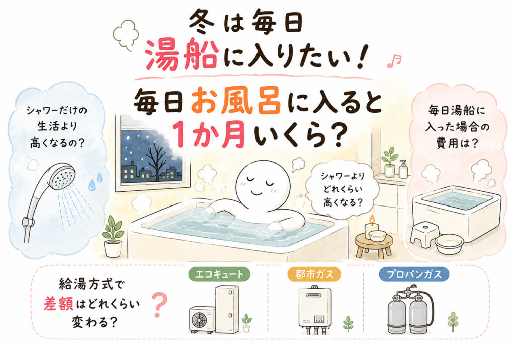 一人暮らしで毎日お風呂に入ると1か月いくら？