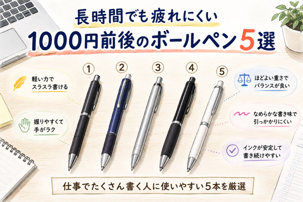 長時間でも疲れにくい1000円前後のボールペンおすすめ5選