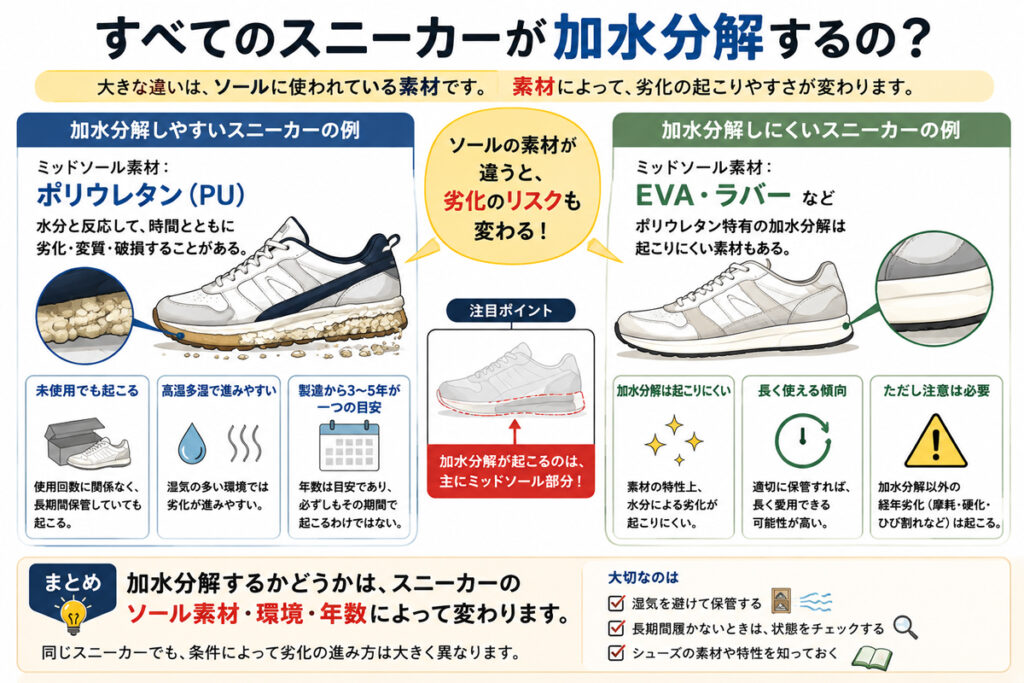 すべてのスニーカーが加水分解するの?
