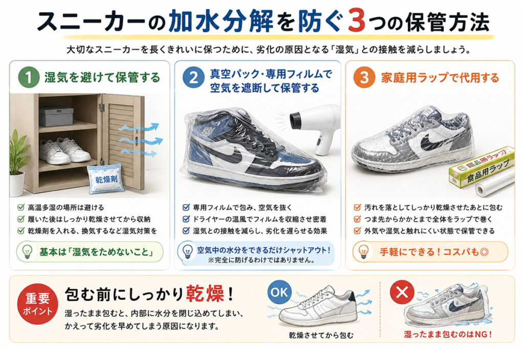 スニーカーの加水分解を防ぐ方法を3つ紹介