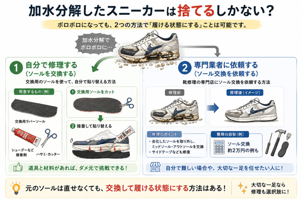 加水分解したスニーカーは捨てるしかない?