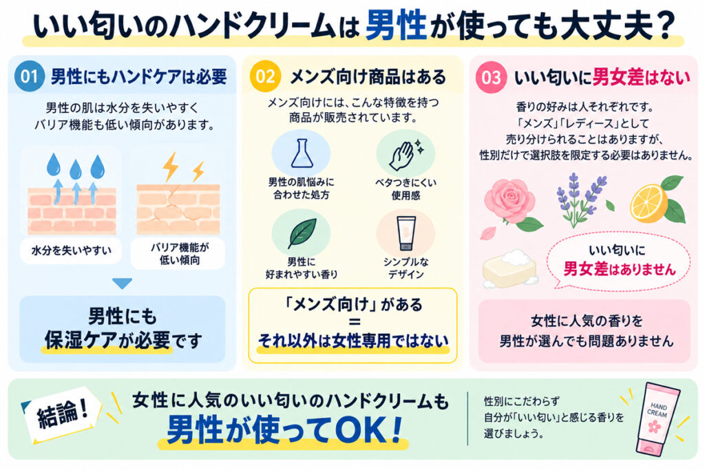 いい匂いのハンドクリームは男性が使っても大丈夫?