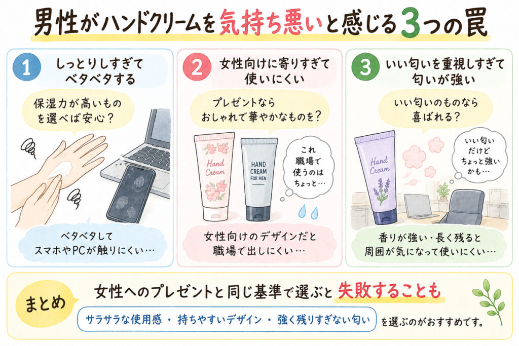 男性がハンドクリームを気持ち悪いと感じる3つの罠