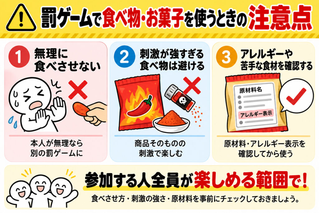 罰ゲームで食べ物・お菓子を使うときの注意点