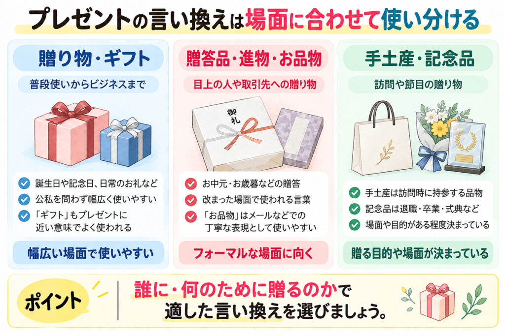 プレゼントの言い換え一覧|贈り物・ギフト・進物など日本語での言い方