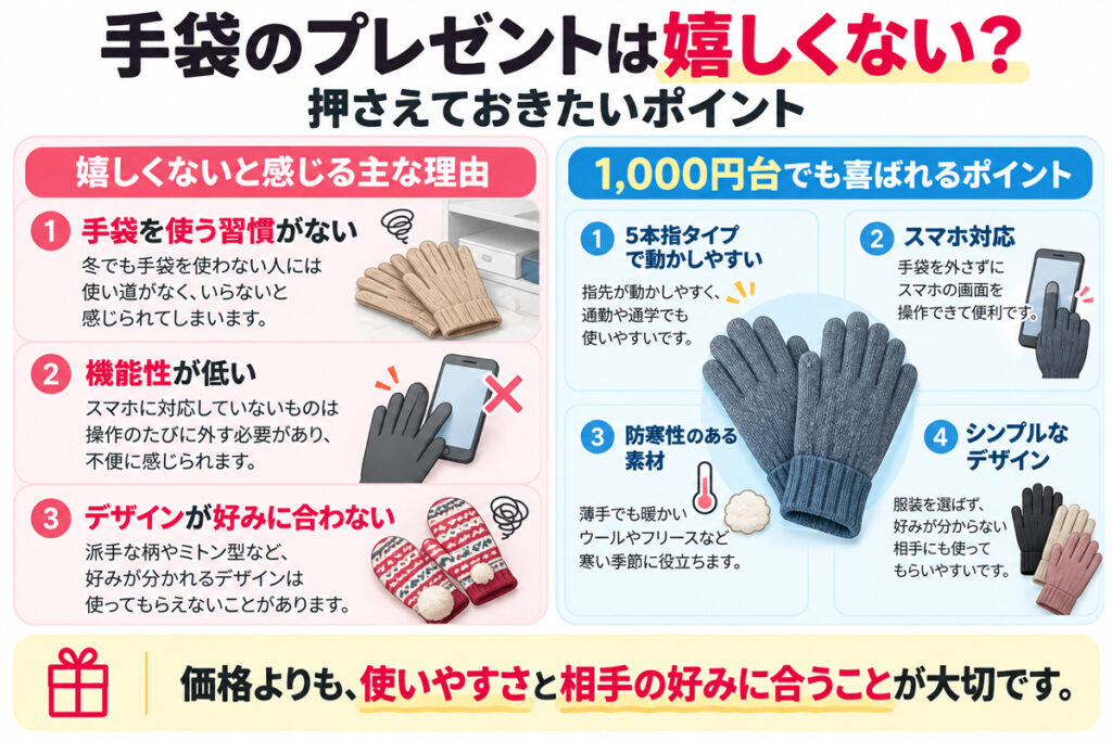 手袋のプレゼントは嬉しくない？押さえておきたいポイントの図解画像