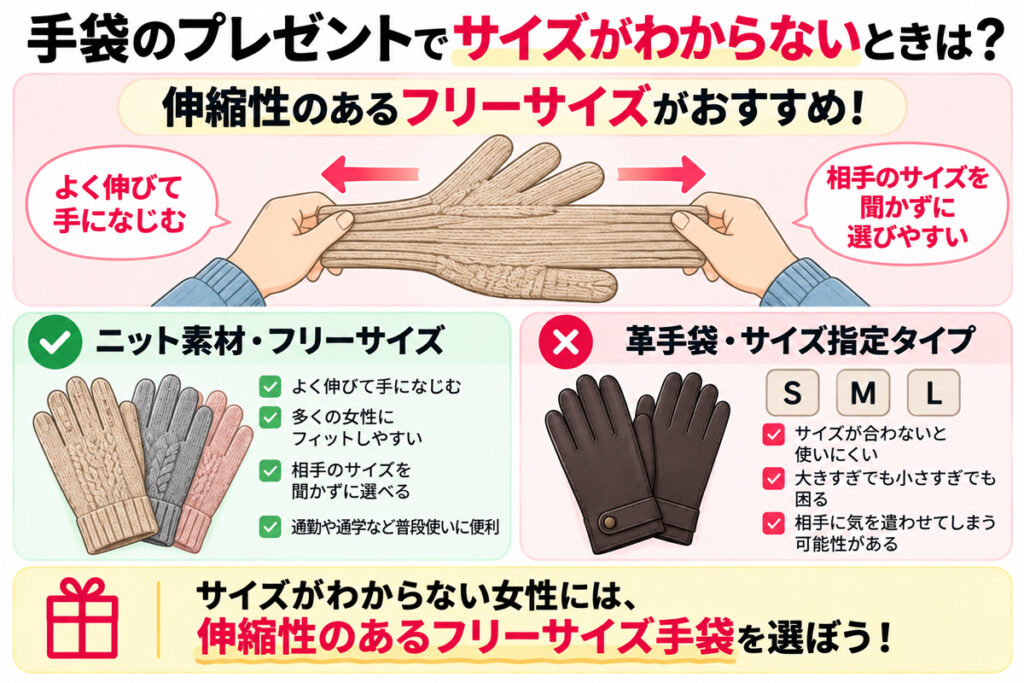 手袋のプレゼントでサイズがわからないときは？の図解画像