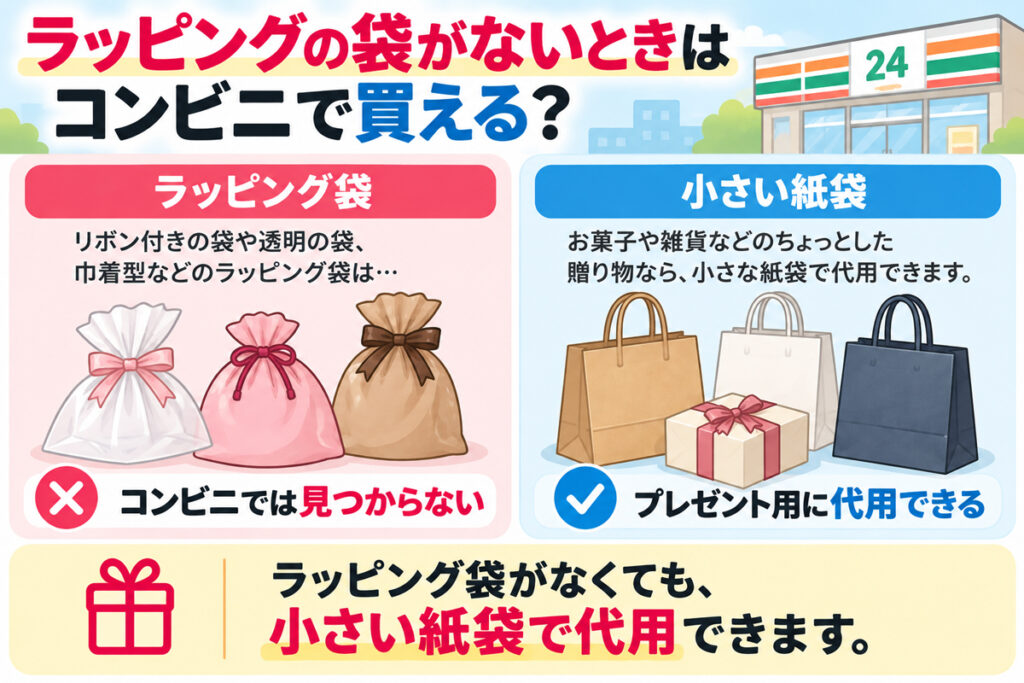 ラッピングの袋がないときはコンビニで買える？