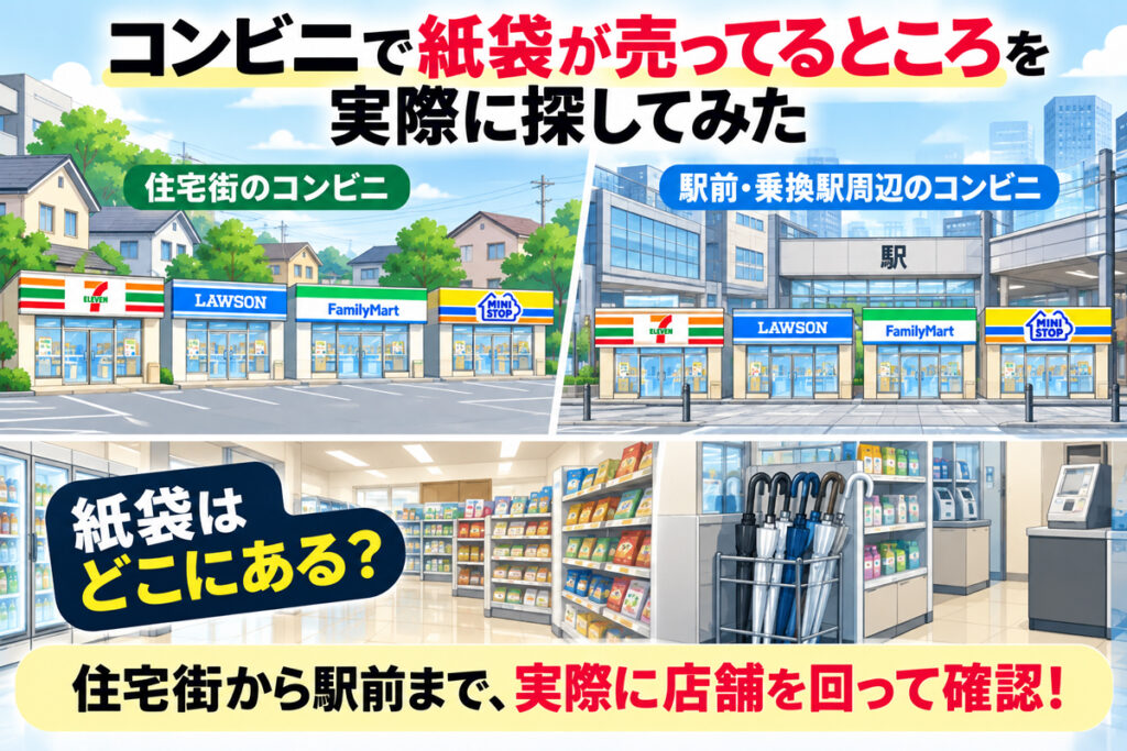 コンビニで紙袋が売ってるところを実際に探してみた