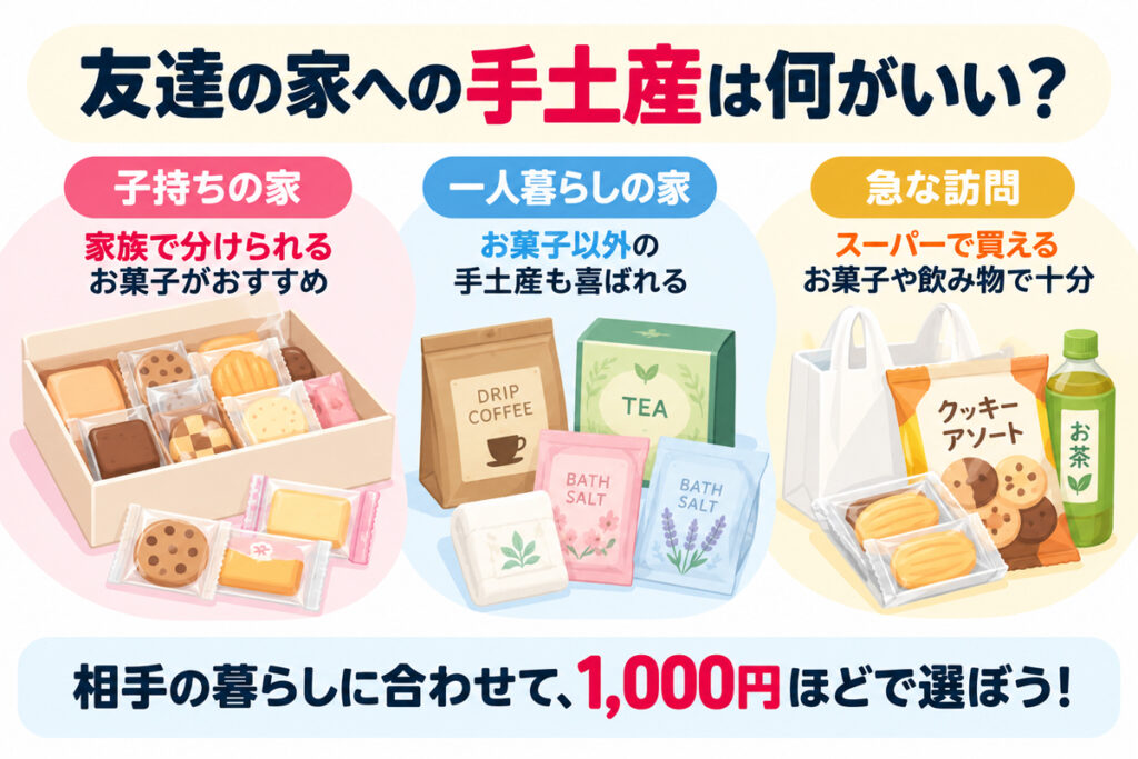 友達の家に遊びに行くときの手土産は何がいい？