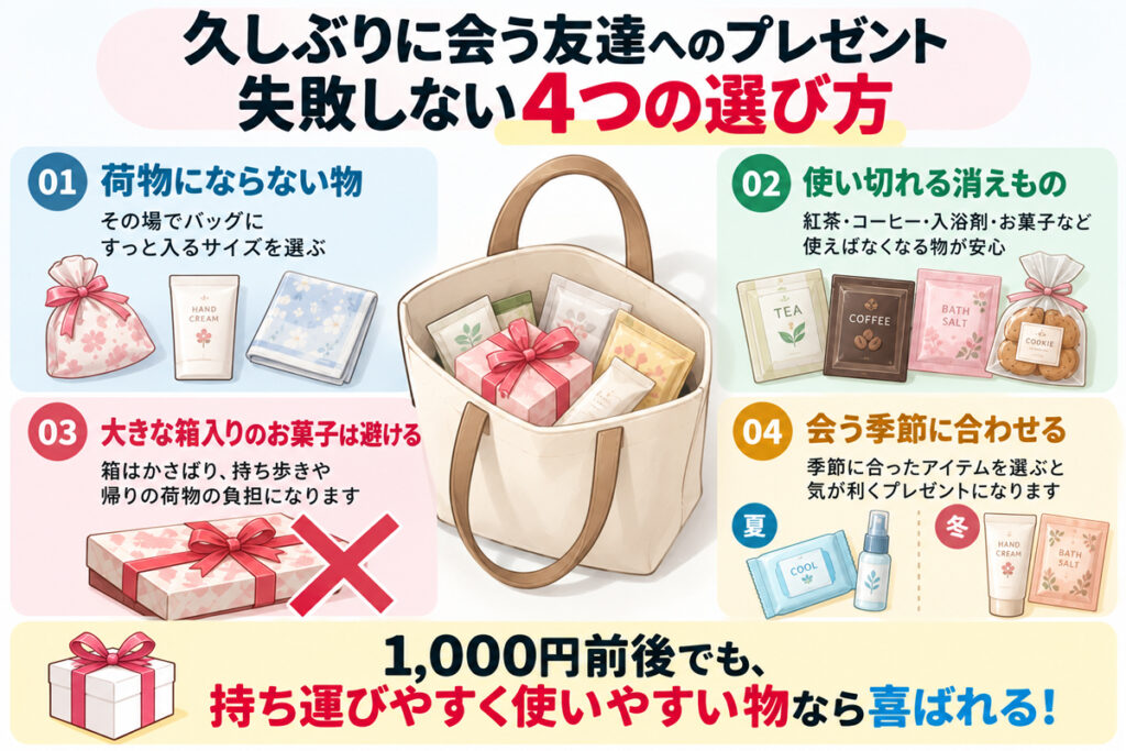 久しぶりに会う友達に贈るちょっとしたプレゼントの選び方